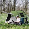 Outsunny Pop Up Tent with Porch and Carry Bag, 3000mm Waterproof, for 2-3 People Camping Hiking, Green
