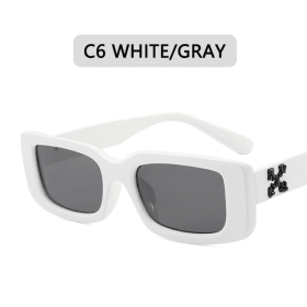 Fashion Small Frame Square Sunglasses Men Women Leopard Retro Sun Glasses Anti-UV Travel Fishing Hiking Eyewear For Female (Lenses Color: White, Frame Color: As Picture)