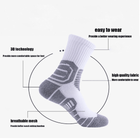 Compression Crew Running Socks Athletic Socks For Men With Cushion Work Hiking Basketball Sport Socks Anti-odor And Anti-slip For Running Fitness (Group: Men, Colors: Color1)