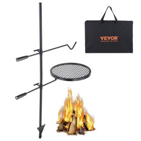 VEVOR Swivel Campfire Grill, Fire Pit Grill Grate over Fire Pits, Heavy Duty Steel Grill Grates, 360�� Adjustable Open Fire Outdoor Cooking Equipment (Baking Tray Shape: Round)