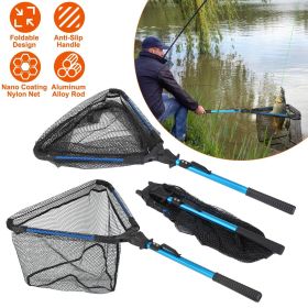 Foldable Fishing Net With Aluminum Alloy Rod EVA Handle Durable 5MM Hexagonal Nano Coating Nylon Mesh Collapsible Landing Net Safe Fish Catching or Re (Color: AS  PIC)