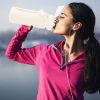 Glass Water Bottle Sports Water Bottle Motivational Water Bottle Water Intake Tracker Bottle with Straw Time Marker Silicone Sleeve Handle for Gym Wor