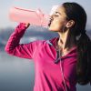 Glass Water Bottle Sports Water Bottle Motivational Water Bottle Water Intake Tracker Bottle with Straw Time Marker Silicone Sleeve Handle for Gym Wor