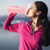 Glass Water Bottle Sports Water Bottle Motivational Water Bottle Water Intake Tracker Bottle with Straw Time Marker Silicone Sleeve Handle for Gym Wor